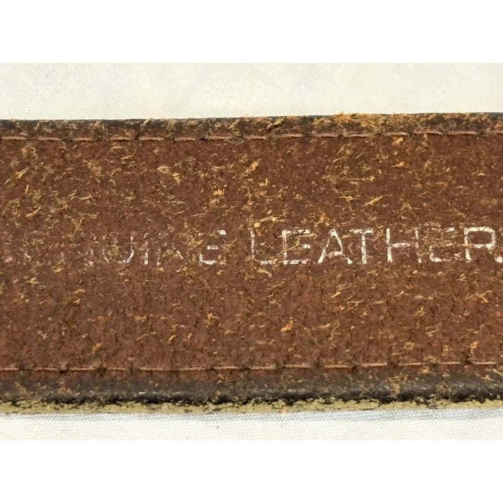 Vtg Fossil Brown Leather Belt Sz 36 Men's Distressed 1.25